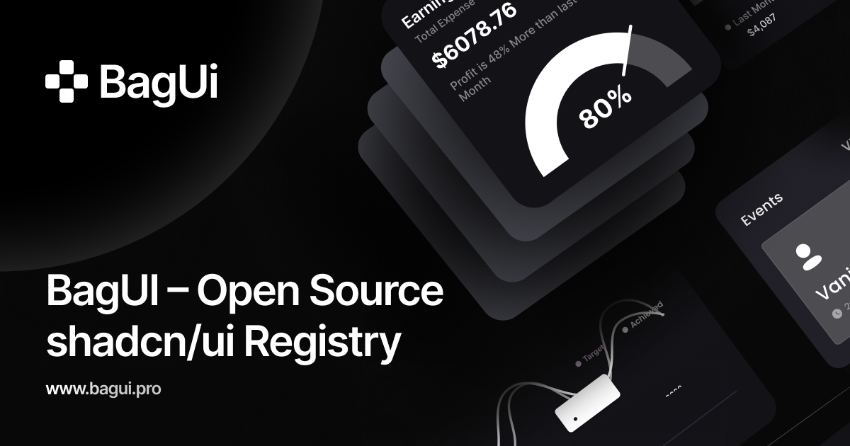 BagUI — BagUI is an open-source shadcn/ui registry with production-ready components, blocks,…